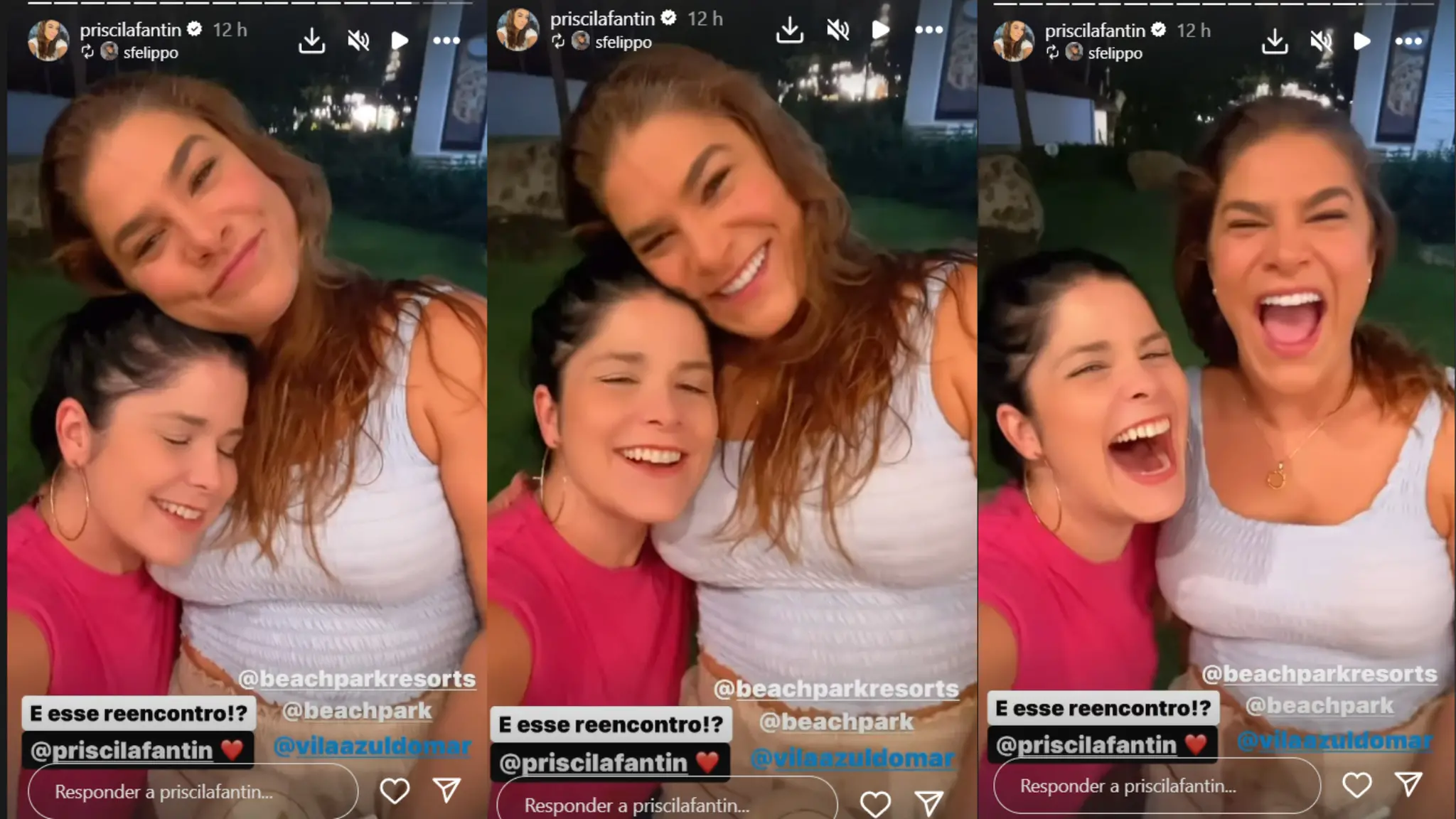 Imagem da notícia: Amigas desde Malhação, Priscila Fantin e Samara Felippo se emocionam em reencontro no Beach Park