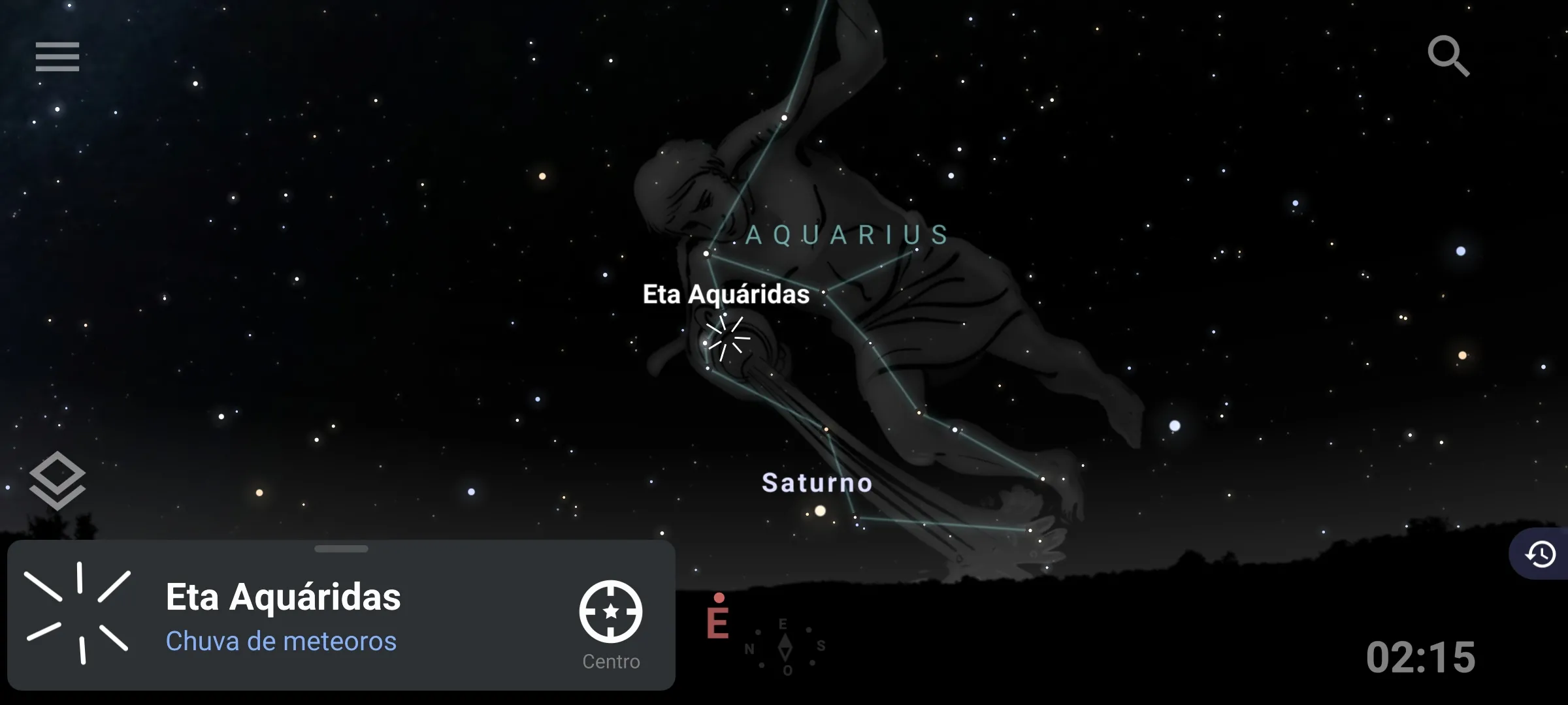 Localização da chuva de meteoros Eta Aquáridas