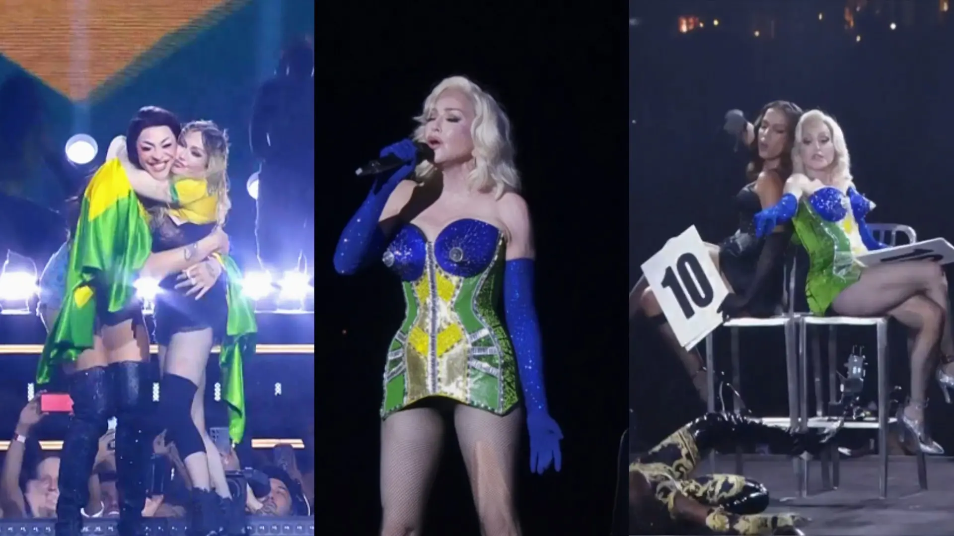 Imagem da notícia: Madonna beija bailarina, canta com filhos e homenageia Brasil ao lado de Pabllo Vittar em Copacabana