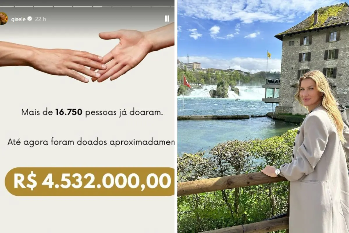 Imagem da notícia: Gisele Bündchen arrecada mais de R$ 4,5 milhões para ajudar o Rio Grande do Sul após enchentes
