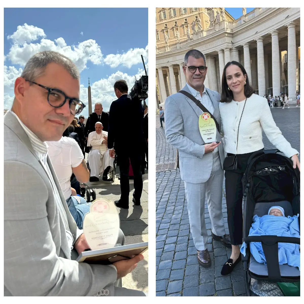 Imagem da notícia: Juliano e Letícia Cazarré conhecem Papa Francisco na Itália: 'Dia inesquecível'