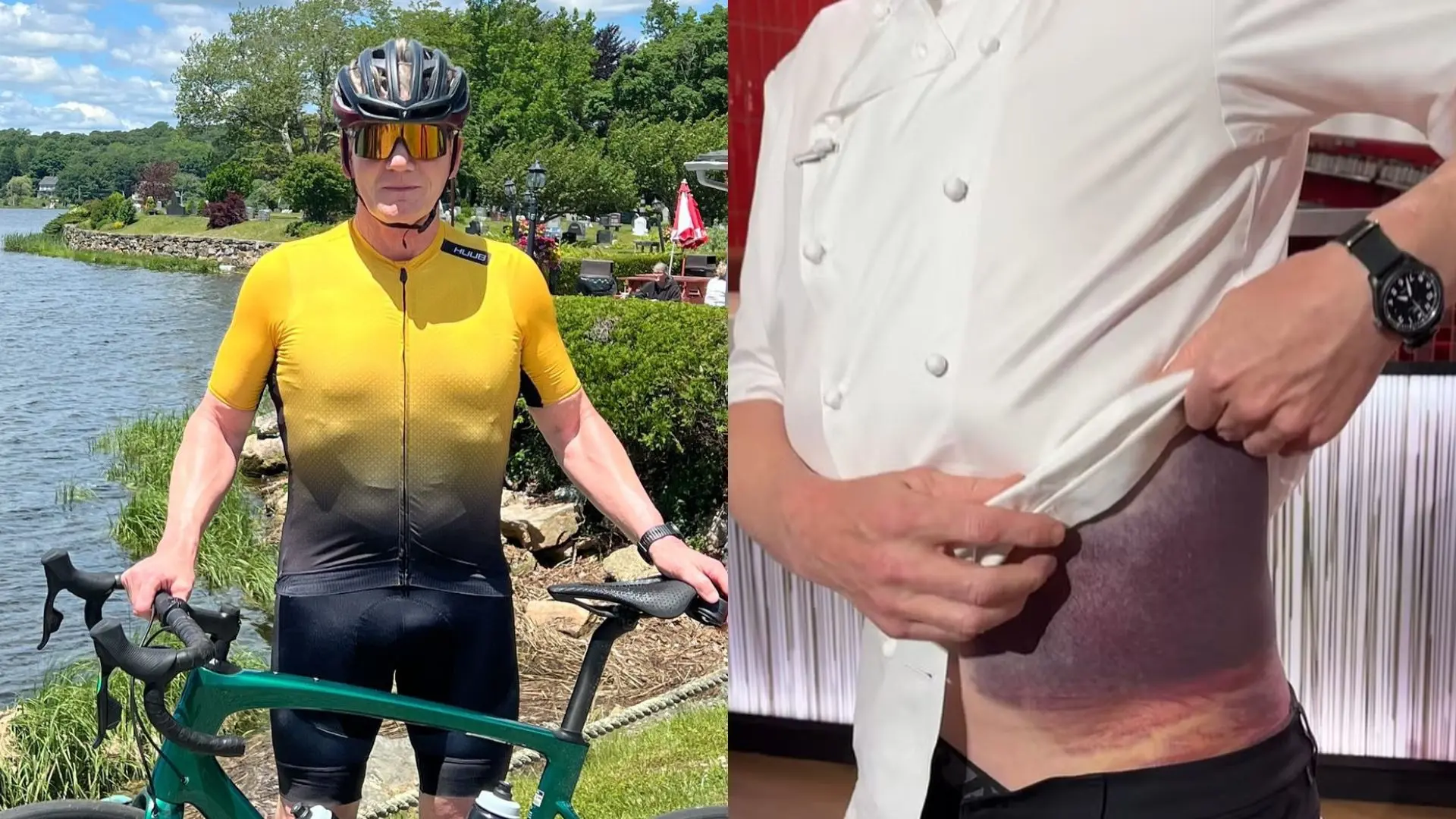 Imagem da notícia: Chef Gordon Ramsay sofre acidente de bicicleta; veja fotos