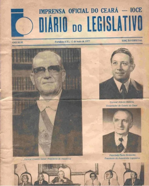 Notícia veiculado no Diário Legislativo de 12 de maio, anunciando a inauguração da sede da Assembleia Legislativa na Av. Desembargador Moreira