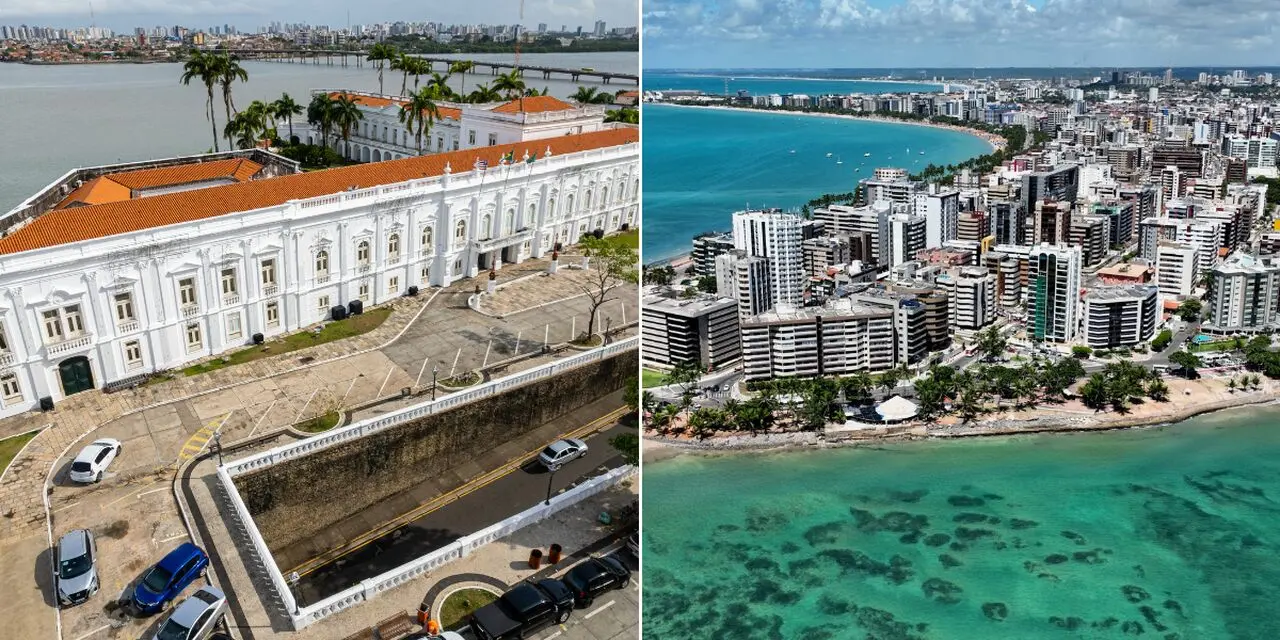montagem de fotos das orlas de São Luís (MA) e Maceió (AL)