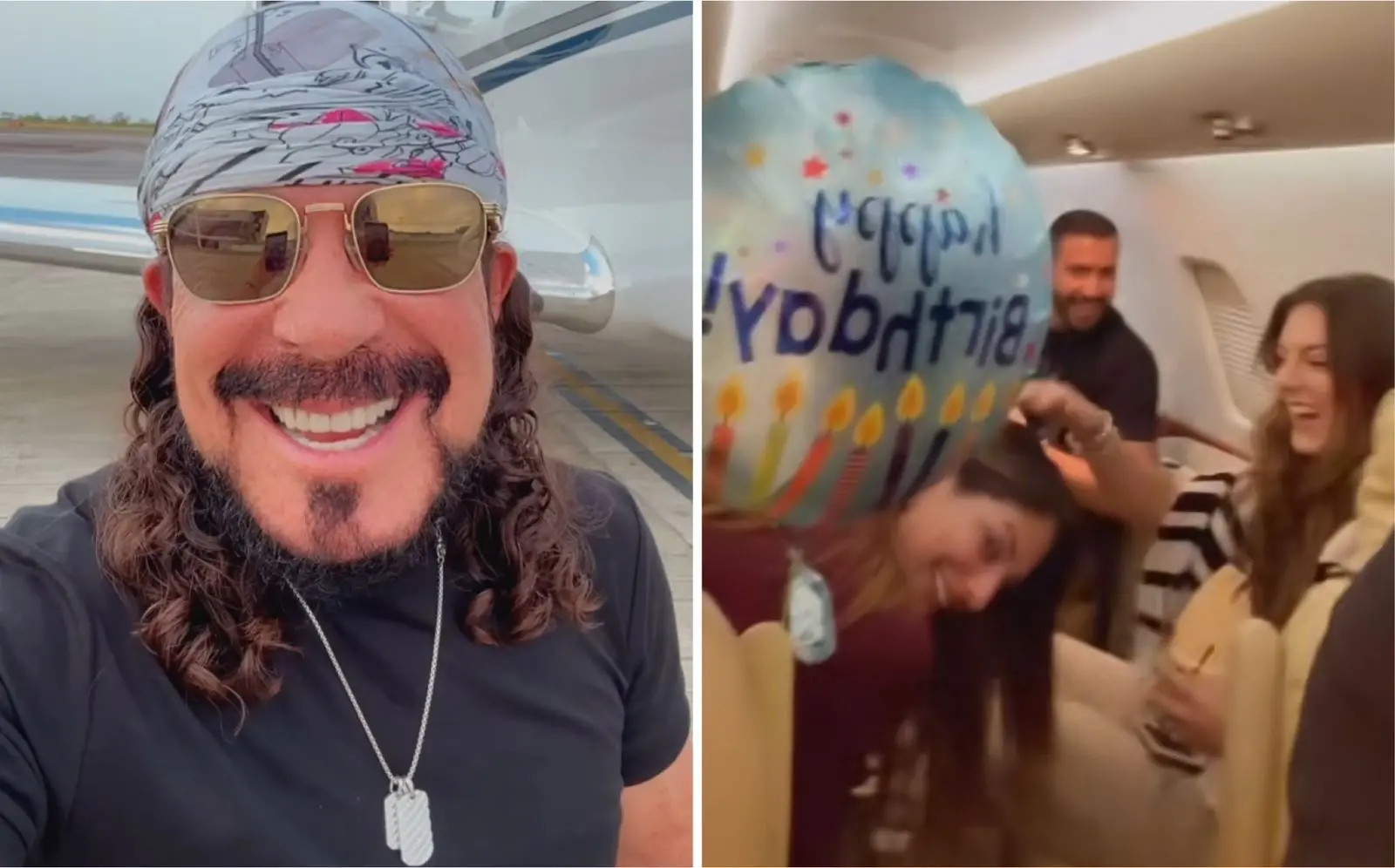 Imagem da notícia: Bell Marques celebra 72 anos em avião acompanhado da família 