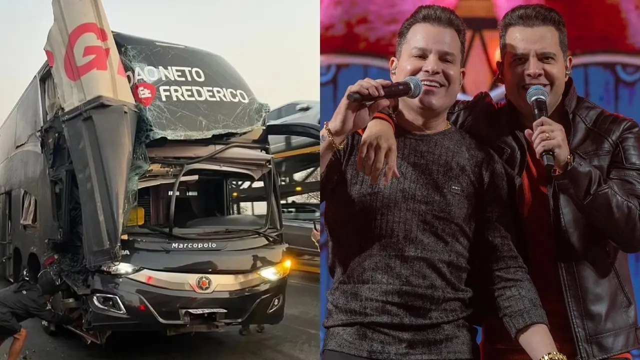 Imagem da notícia: Ônibus da dupla João Neto e Frederico sofre acidente na BR-040, em Minas Gerais