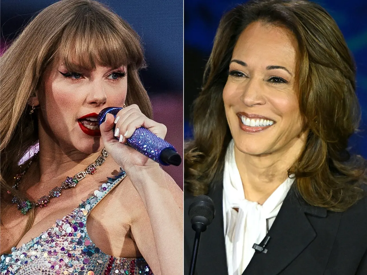 Imagem da notícia: Taylor Swift declara apoio a Kamala Harris após polêmica envolvendo Trump e IA