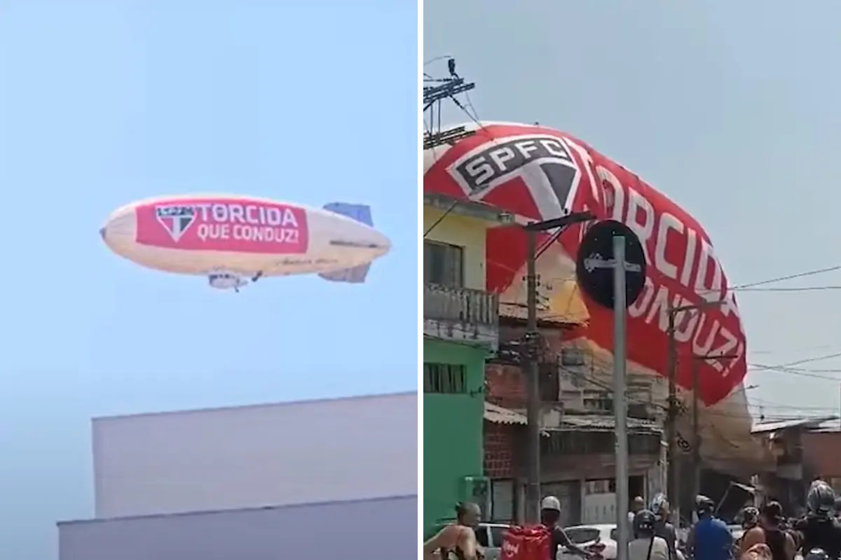 Imagem da notícia: Dirigível cai em São Paulo e deixa pessoa ferida na capital; veja vídeo