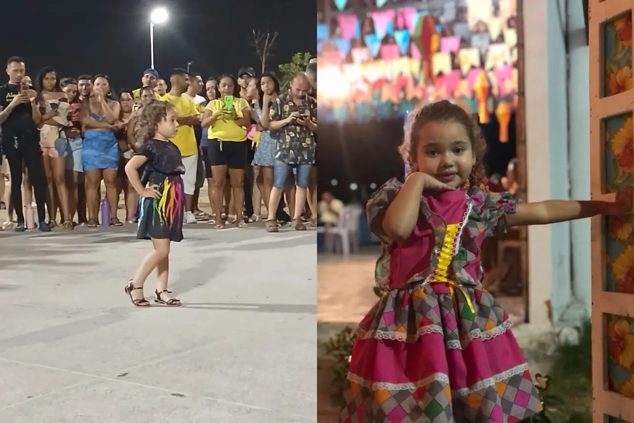 Imagem da notícia: Menina de 4 anos aprende ‘forró das antigas’ e viaja pelo Ceará com o pai para dançar: ‘É natural’ 