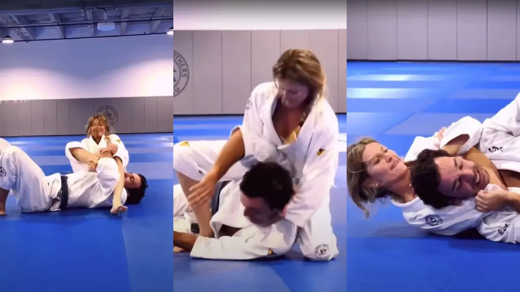Imagem da notícia: Vídeo de Gisele Bündchen lutando com Joaquim Valente viraliza após confirmação de gravidez