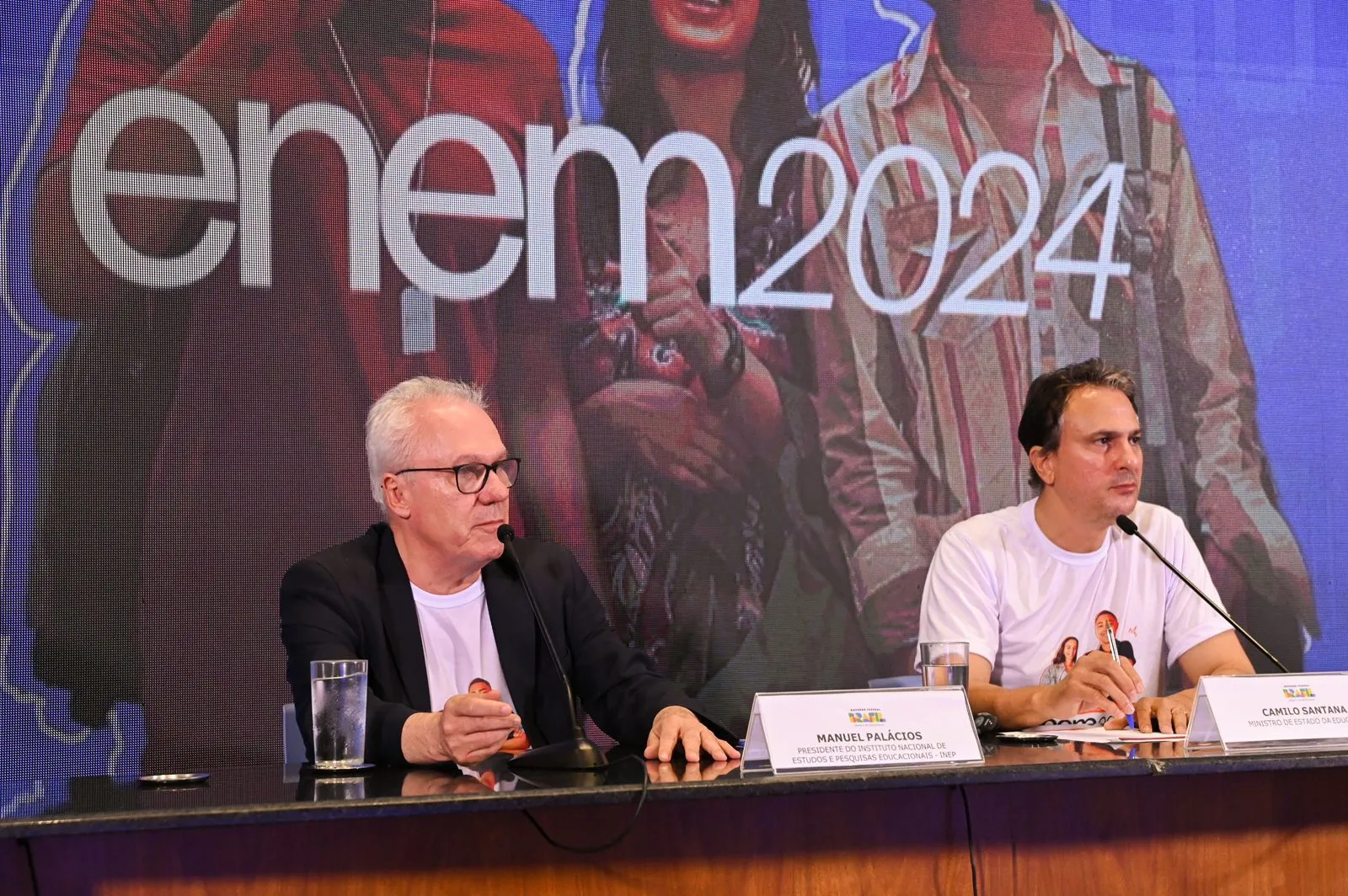 O ministro da Educação, Camilo Santana e o  presidente do Inep, Manuel Palácios.