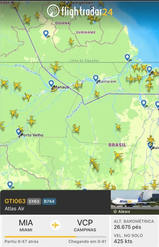 Desvio do Boeing 747-400 rumo ao Nordeste (Fortaleza)