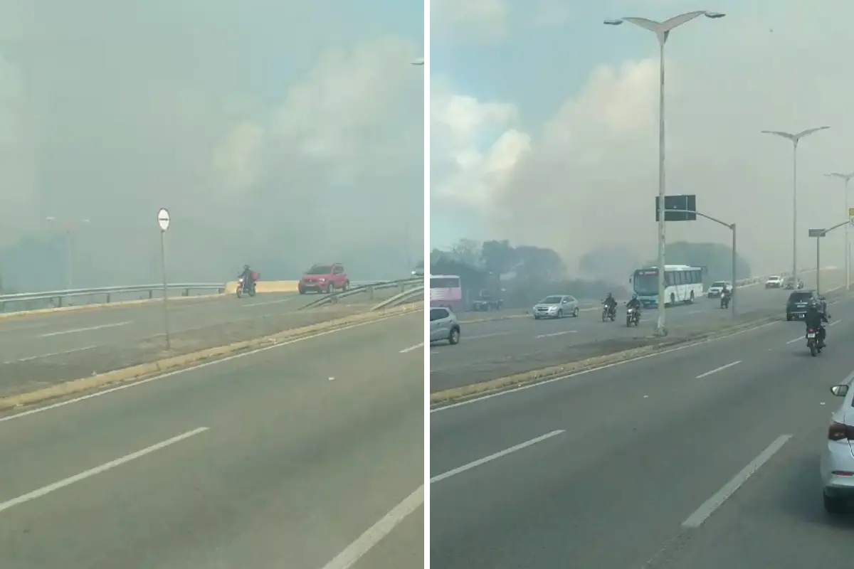 Imagem da notícia: Incêndio atinge vegetação próxima ao Complexo do Aeroporto de Fortaleza