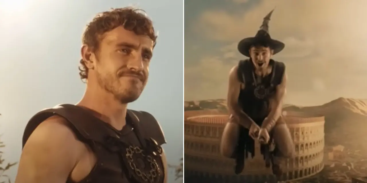 Imagem da notícia: Paul Mescal transforma narrativa de 'Gladiador 2' em musical inspirado no filme 'Wicked'; veja