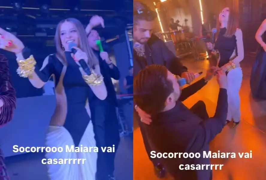 Imagem da notícia: Maiara é pedida em casamento no palco da festa de Virginia Fonseca; confira