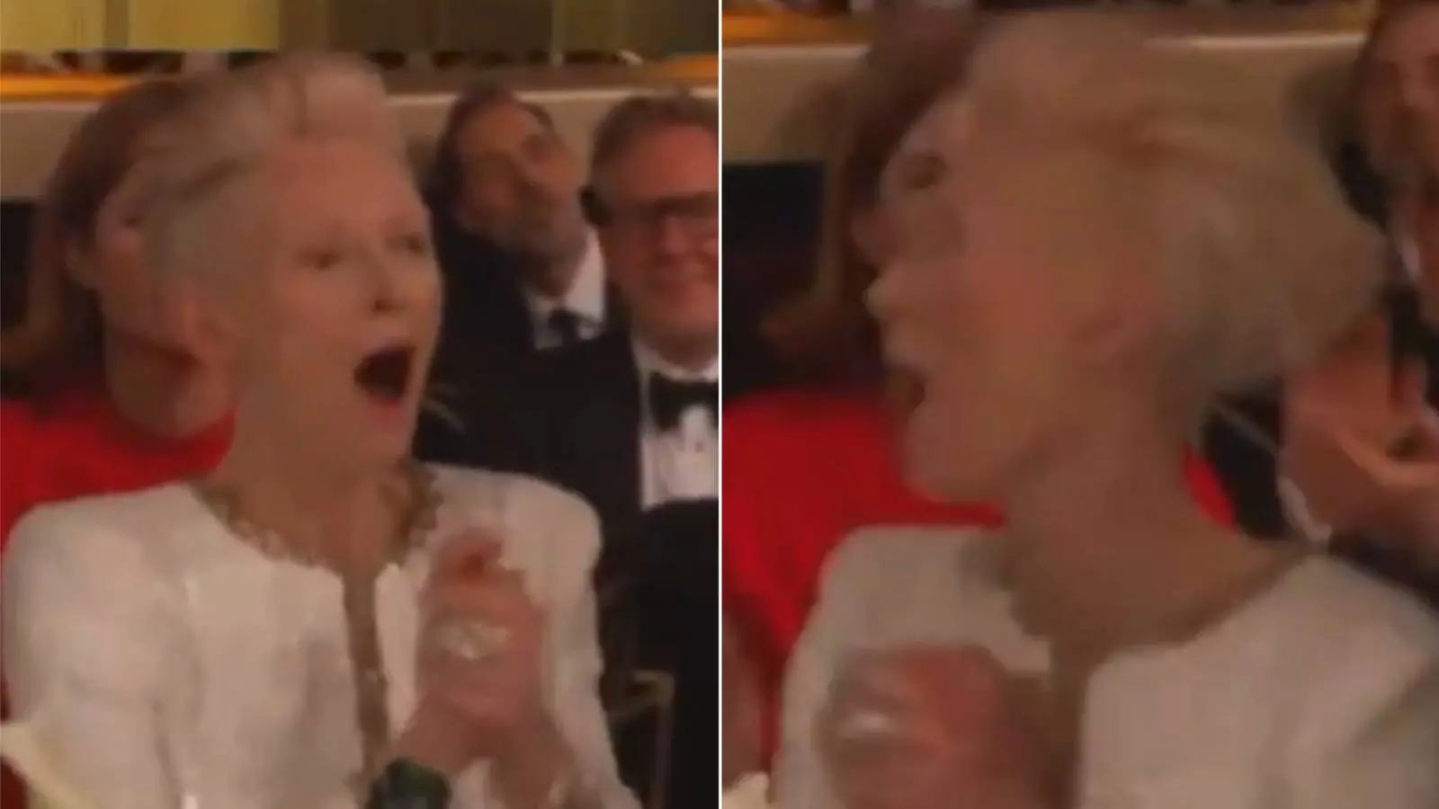 Imagem da notícia: Brasileiros celebram reação de Tilda Swinton à vitória de Fernanda Torres no Globo de Ouro; veja momento