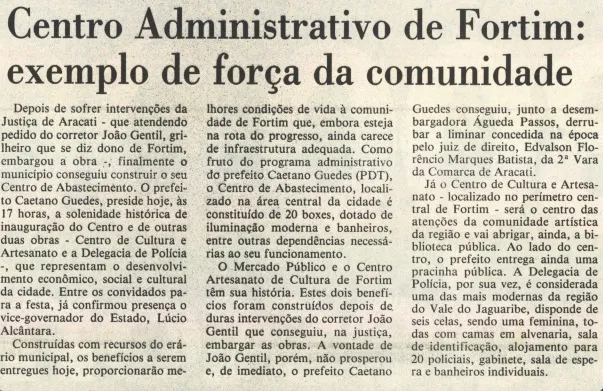 Matéria publicada no dia 20 de novembro de 1993