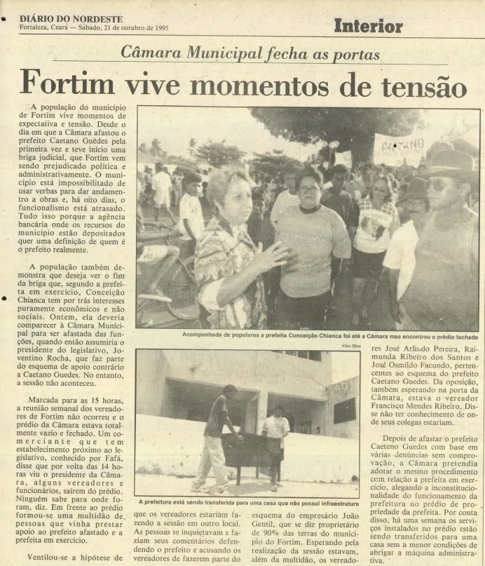 Em 21 outubro de 1995, o Diário do Nordeste reportou que o prefeito da época foi afastado por suposto interesse do empresário. 