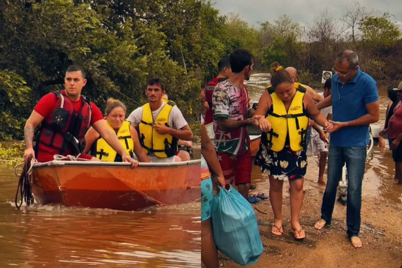 Imagem da notícia: Grávida fica ilhada após forte chuva no interior do Ceará e é resgatada pelo Corpo de Bombeiros