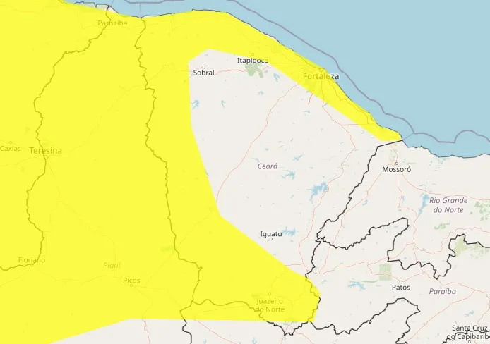Mapa elaborado pelo Inmet