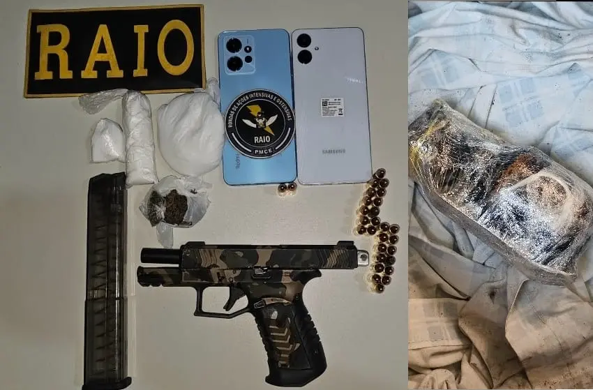 Imagem da notícia: Homem que teria sofrido tentativa de homicídio de PMs em 2023 é preso com pistola turca e granada no Ceará