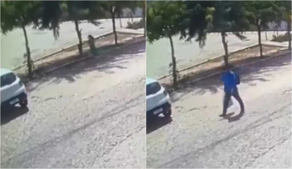 Imagem da notícia: Momento em que Natany Alves é seguida antes de ser sequestrada em Quixeramobim, no CE, é flagrado em vídeo; veja