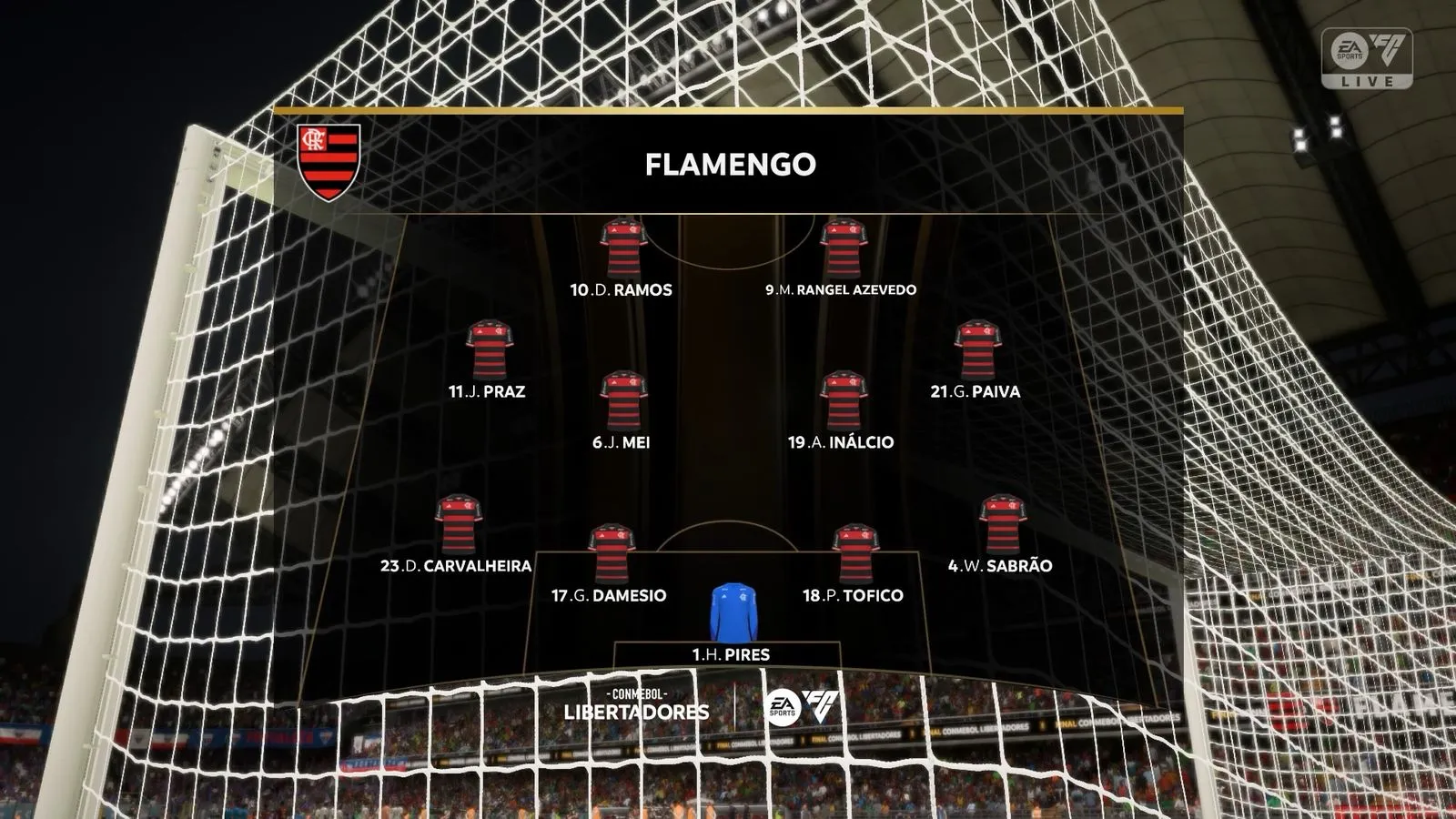 A escalação do Flamengo no EA FC 25, última edição lançada pela franquia