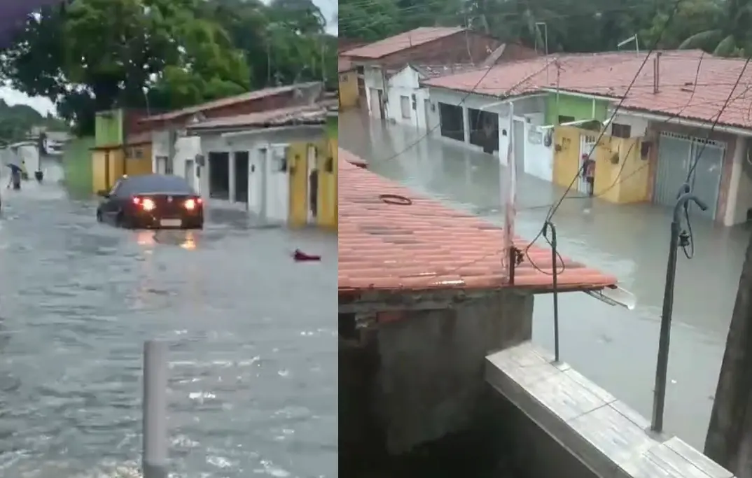 Imagem da notícia: Pindoretama tem ruas alagadas após maior chuva em quase 10 anos