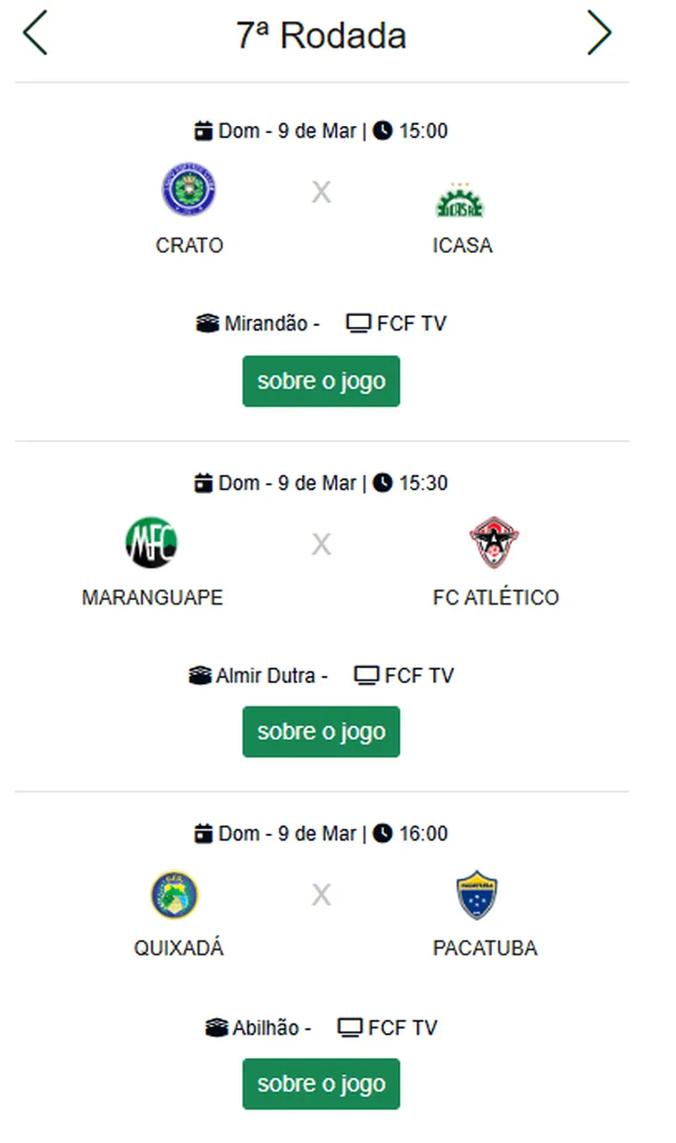Jogos da 7ª rodada da Série B Cearense