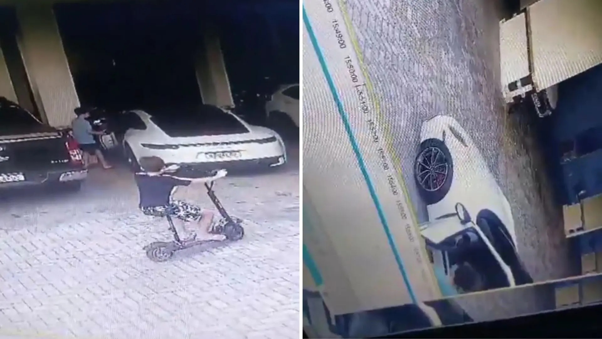 Imagem da notícia: Criança bate Porsche avaliada em R$ 1 milhão em muro de condomínio em SC; veja vídeo