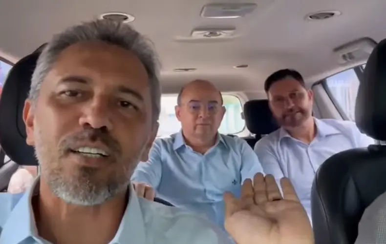 Imagem da notícia: Elmano reúne adversários políticos Romeu Aldigueri e Sérgio Aguiar durante visita a Camocim