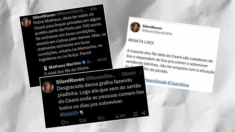 Comentários ofensivos em rede social X