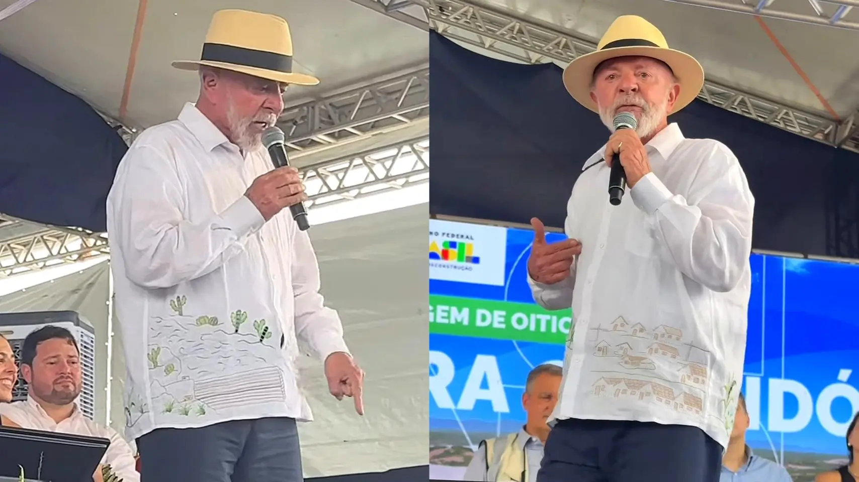 Imagem da notícia Lula veste camisa feita por bordadeiras do RN que fizeram vestido de noiva de Janja