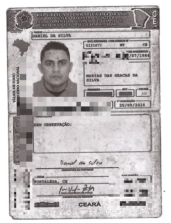 Documento do Daniel torcedor preso no Castelão
