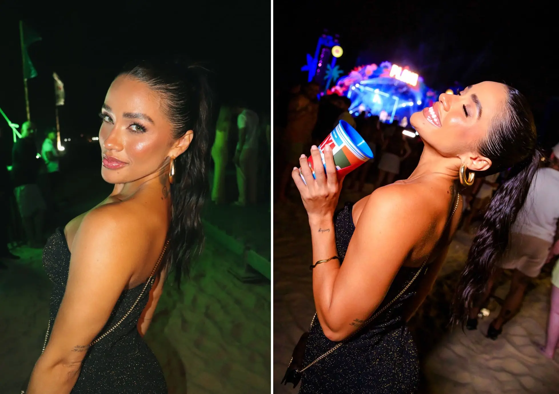 Imagem da notícia: Ex-BBB Eva Pacheco curte show de Nattan e encontra Rafa Kalimann em praia no Ceará