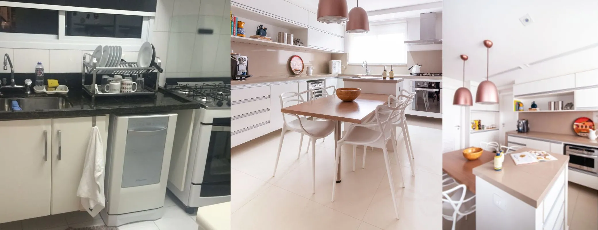 Um antes e depois impactante na reforma dessa cozinha elaborada pela arquiteta Isabella Nalon