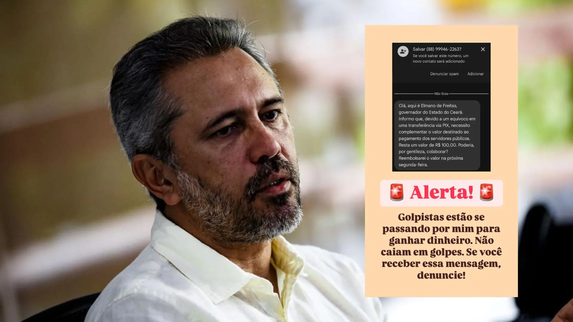 Imagem da notícia Suspeito de se passar por governador Elmano diz que pediu dinheiro em tom de brincadeira