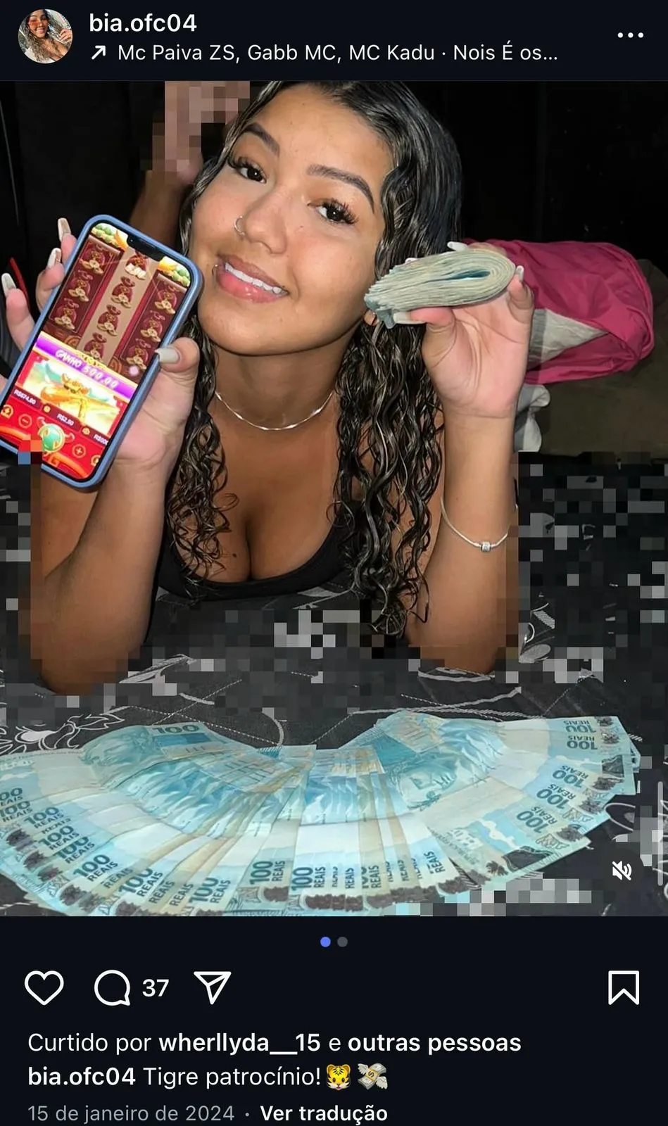 Bianca publicava constantemente seus 'ganhos' com o Jogo do Tigrinho