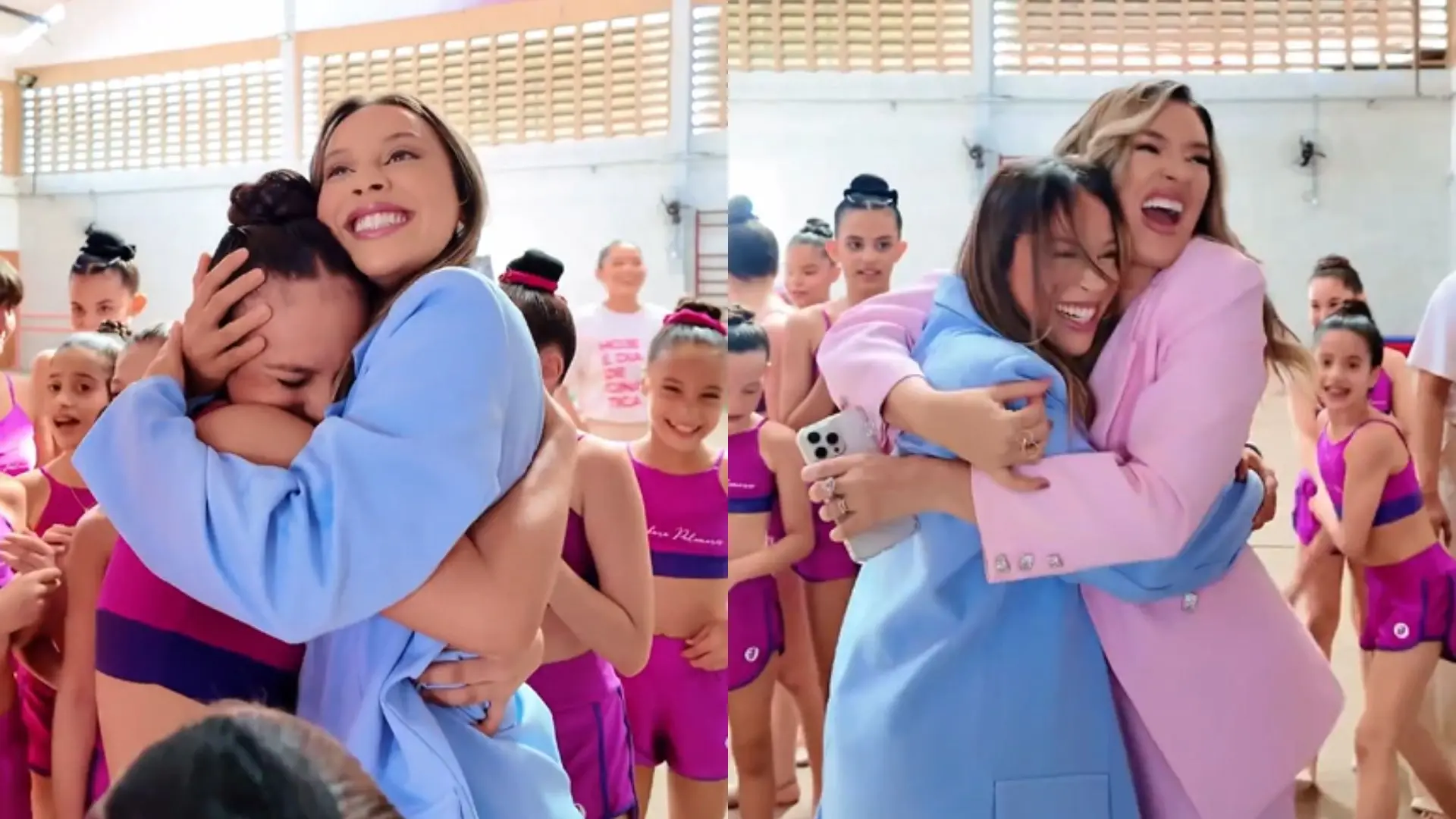 Imagem da notícia Campeã do BBB, Renata Saldanha faz visita surpresa às alunas de escola de ginástica rítmica; vídeo