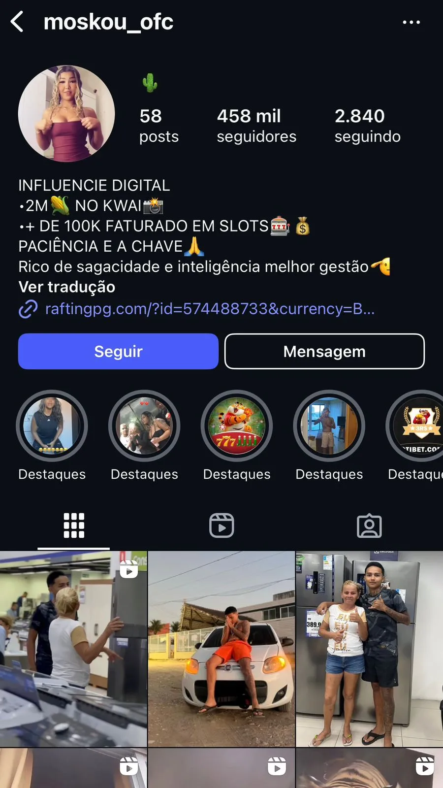 'Moskou' se intitula influenciador digital e tem mais de 450 mil seguidores no Instagram