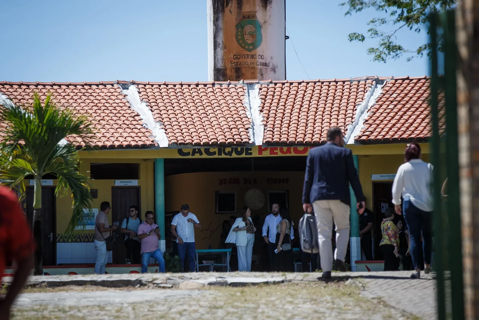 Fachada da Escola Indígena Jenipapo Kanindé, no Aquiraz, que recebeu a visita de Janja nesta segunda-feira (26)