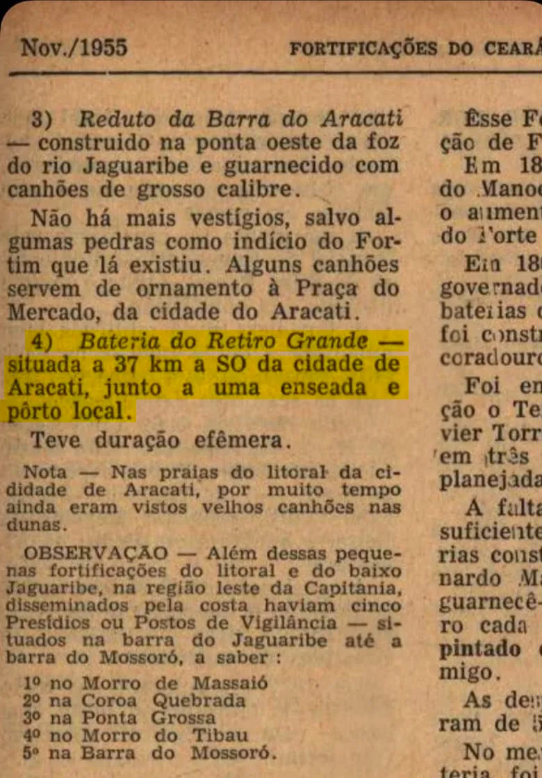 Documento de 1955 cita existência de uma 