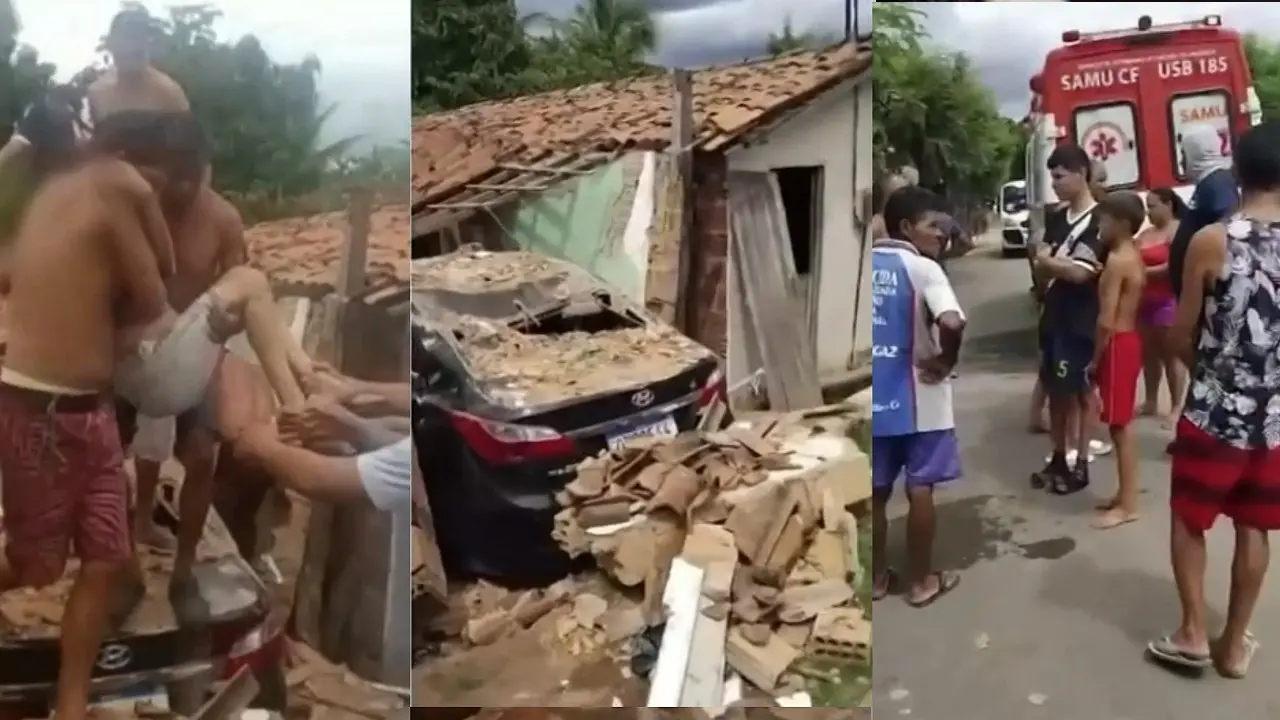 Imagem da notícia: Motorista perde controle de carro, invade casa e deixa duas pessoas feridas em Ipu 