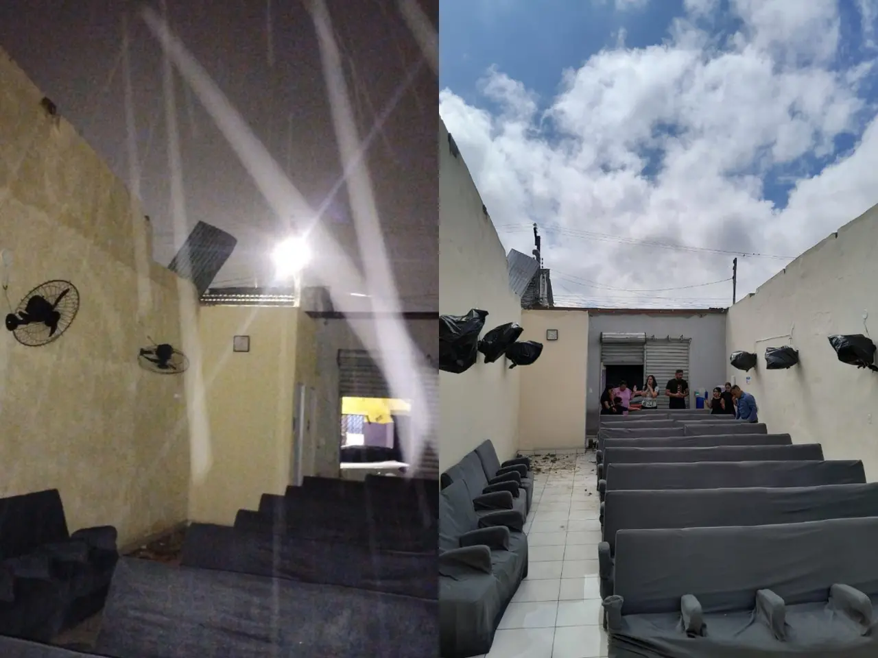 Imagem da notícia: Teto de igreja é arrancado durante chuva com ventania no bairro Messejana, em Fortaleza 