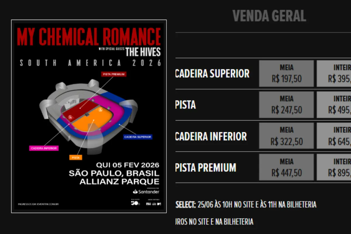 A pré-venda começa no dia 25 de junho