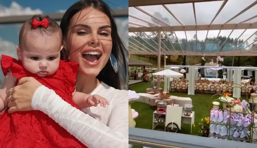 Imagem da notícia: Neymar e Amanda Kimberlly promovem festa com tema jardim para primeiro ano da filha; veja fotos