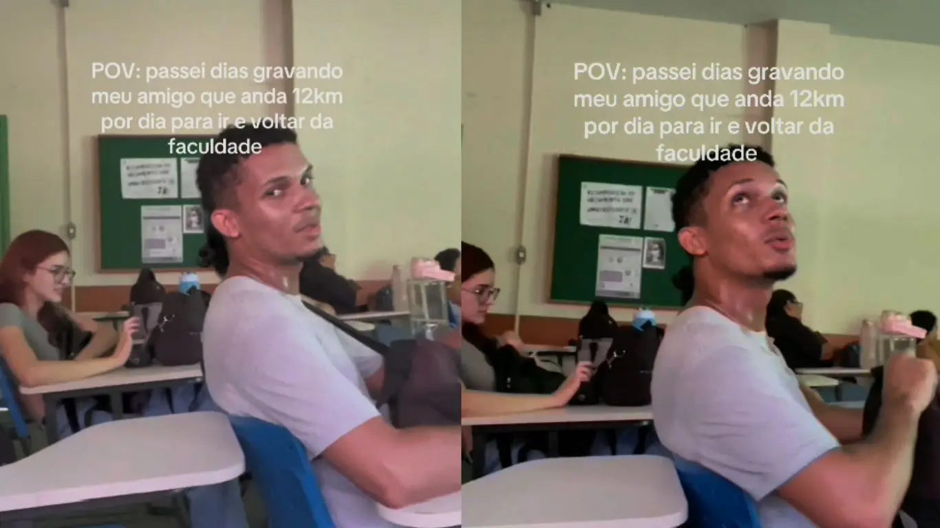 Foto do universitário da UFPE que caminha cerda de 12km por dia para chegar na faculdade