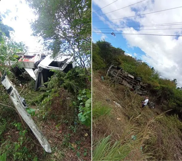 Imagem da notícia  Homem morre após caminhão cair em uma ribanceira na CE-040, em Beberibe