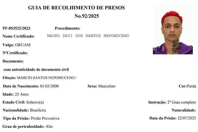 Rapper foi preso na última terça-feira (22)
