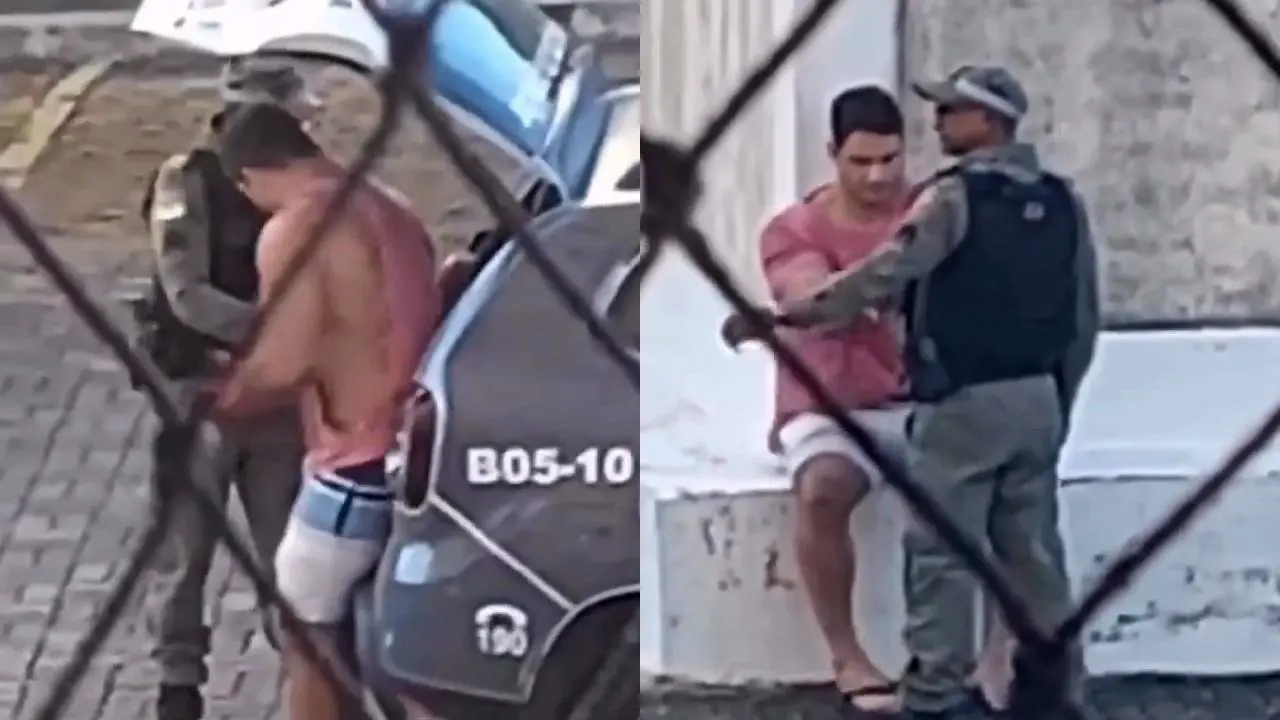 Imagem da notícia: Veja momento da prisão de homem que agrediu namorada com 60 socos 